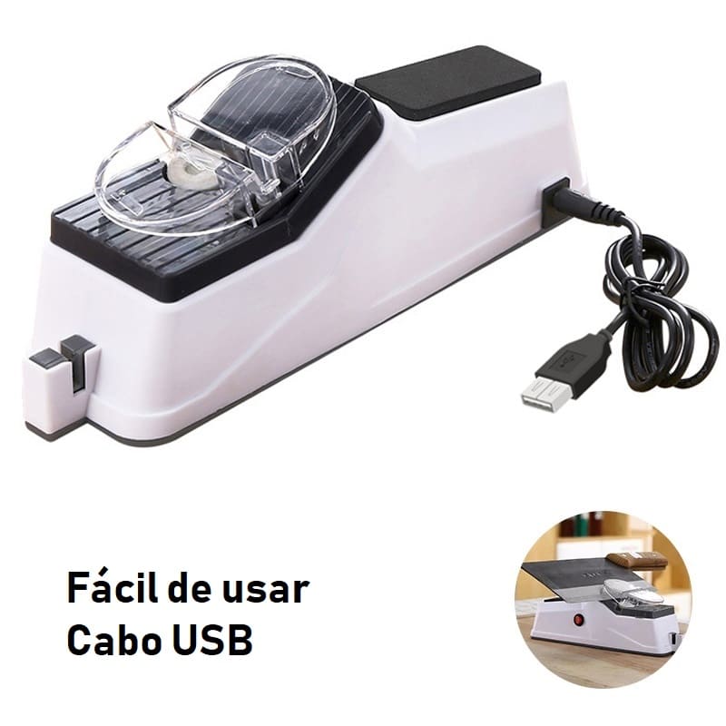 Amolador e Afiador de Facas e Tesoura Elétrico USB